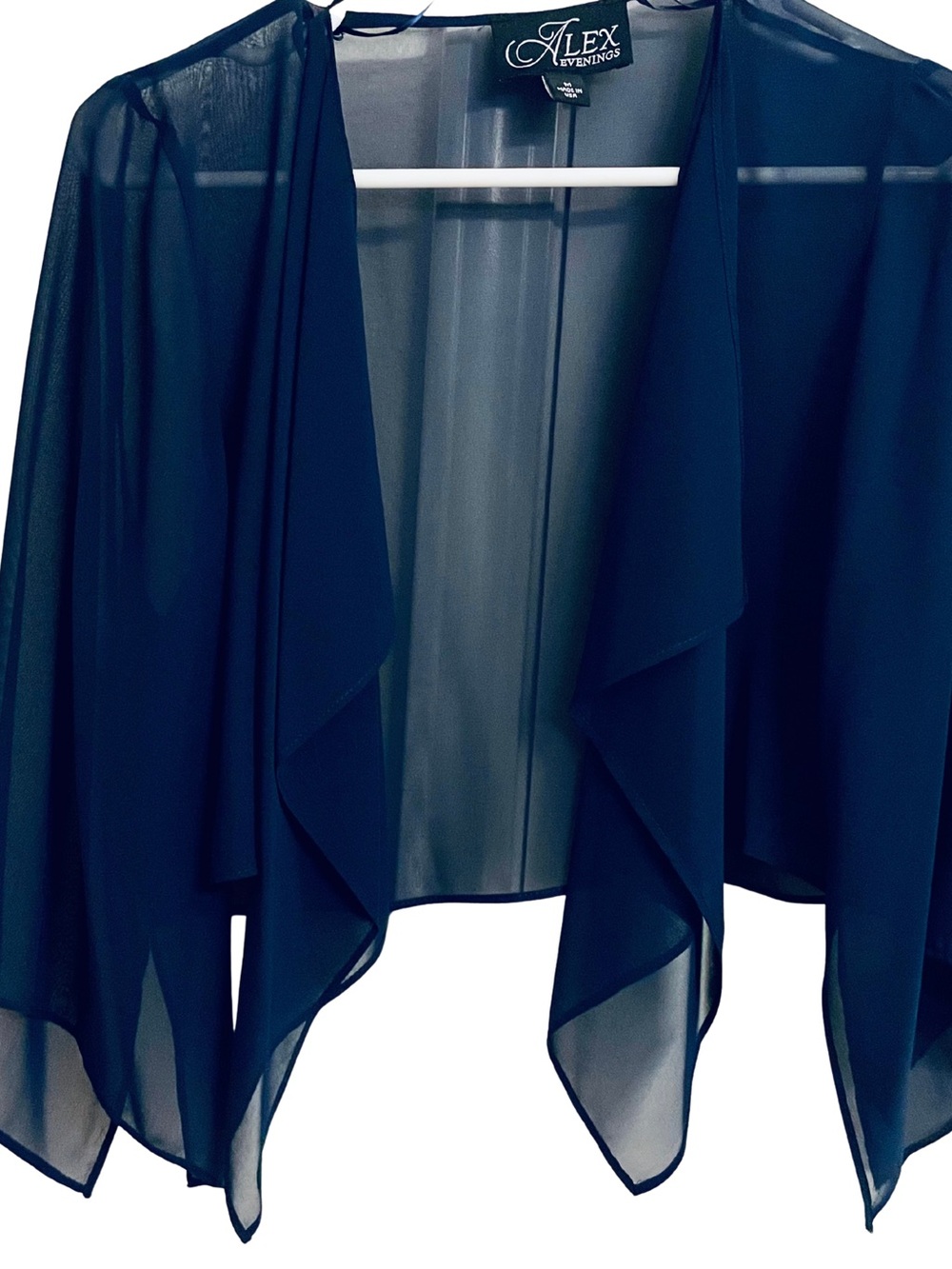 Alex Evenings Navy Sheer Draped Evening Cover-Up